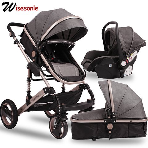Wisesonle baby stroller double-sided use two-way 3-in-1 car seat cradle foldable large tires light and easy to operate ► Photo 1/5