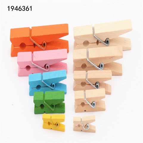 25mm 35mm 45mm 60mm 72mm Log color Wooden Clips  Photo Clips Clothespin Craft Decoration Clips School Office clips ► Photo 1/6