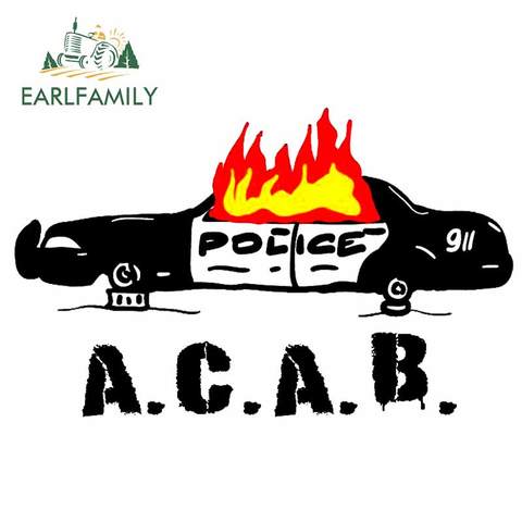 EARLFAMILY 13cm x 8.2cm for Burning Police ACAB Vinyl Car Wrap Cartoon Windows Waterproof Car Stickers Personality VAN Decal ► Photo 1/4