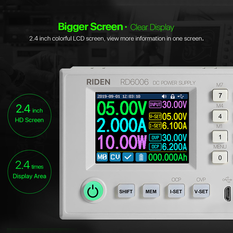 RD6006 RD6006W USB Wifi DC-DC Voltage Current Step-down Power Supply Module Buck Voltage Converter Voltmeter 60V 5A ► Photo 1/6