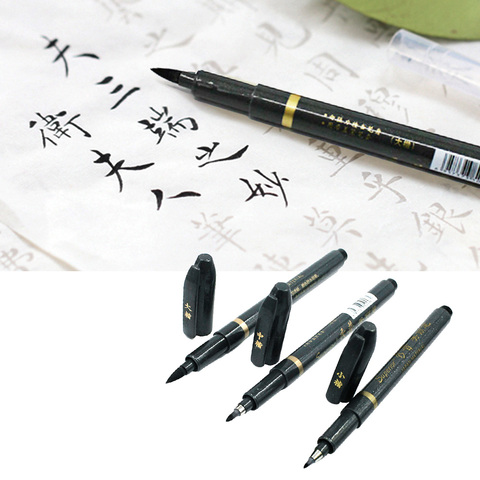 3Pcs Portable Pens 3 Different Nib Felt Tip Brush Refillable Ink Pen for Writing Calligraphy Exercises Signature Black ► Photo 1/6