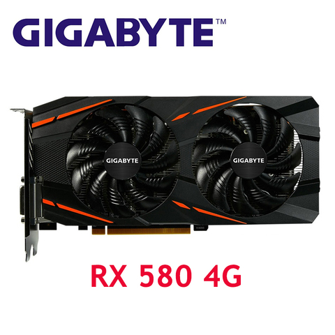 GIGABYTE RX580 4GB Gaming Video Card Radeon GPU RX580 Gaming 4G Graphics Cards For AMD Video Card Map HDMI PCI-E Not Mining Used ► Photo 1/6