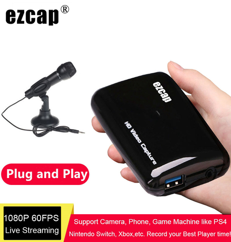 Buy Online Ezcap 301 Hd 1080p 60fps Video Capture Card Hdmi To Usb 3 0 Live Streaming Plate Game Recording Box Mic Audio Input Tv Loop Out Alitools