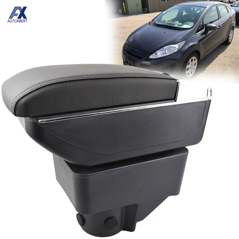 For Ford Fiesta 2011 - 2022 Storage Box Interior Armrest Arm Rest Dual Layer Black Leather Ashtray Decoration 2015 ► Photo 1/6