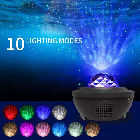 Romantic Colorful Starry Sky Ocean Projector Night Light  Remote Control Ocean Wave Projection Lamp with Bluetooth Music Speaker ► Photo 1/6