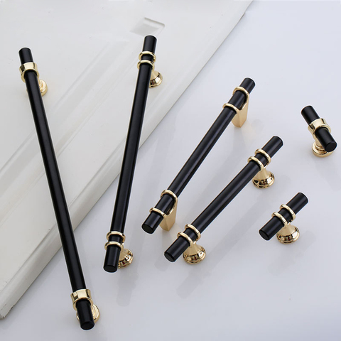 American Style Long Cabinet Furniture Door Handle Modern Minimalist Black Gold Wardrobe Long Handle Furniture Hardware Knobs ► Photo 1/4