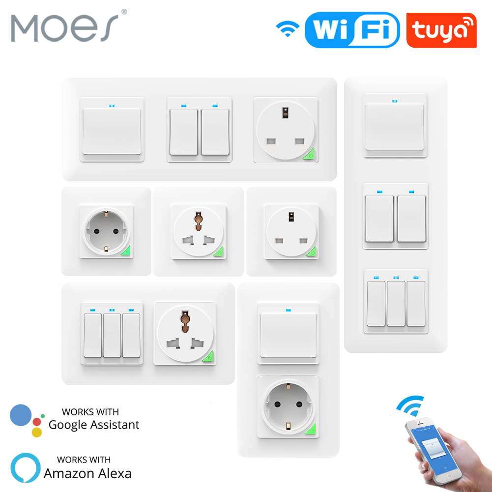 WiFi Smart Light Wall Switch Socket Outlet Push Button DE EU Smart Life  Tuya Wireless Remote Control Work with Alexa Google Home - Price history &  Review