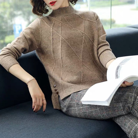 2022 New Women Pullover Sweater Autumn Winter Warm Jumper Ladies Long Sleeve Knitted Soft Female Sweater Loose Pull Femme P212 ► Photo 1/6