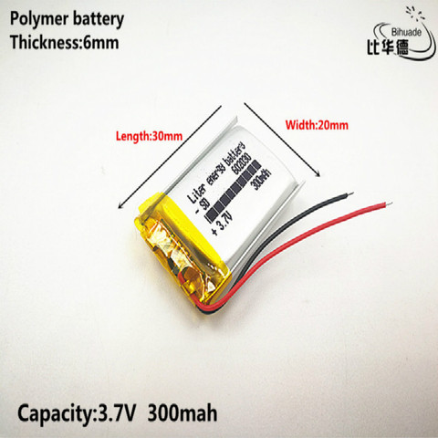 1pcs/lot 602030 300 mah 3.7V lithium-ion polymer battery quality goods quality of CE FCC ROHS certification authority ► Photo 1/5