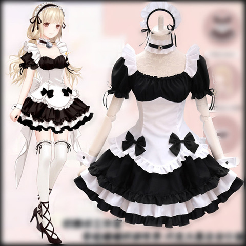 Anime Black Maid Costumes French Bowknot Maid Skirt Girls Woman Amine Cosplay Costume Waitress Party Costumes ► Photo 1/5