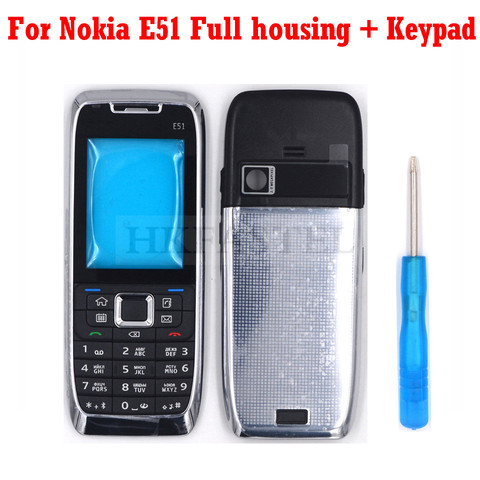 HKFASTEL New Full Mobile Phone Housing For Nokia E51 Silver  Cover Case With Russian Arabic Keypad +Tool ► Photo 1/6