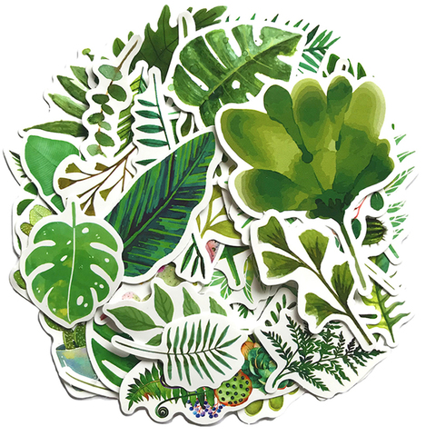 50PCS Green Shadow Plant Fern Leaf Stickers For Case Suitcase DIY Laptop Guitar Skateboard Toy Lovely Decals Sticker F5 ► Photo 1/6