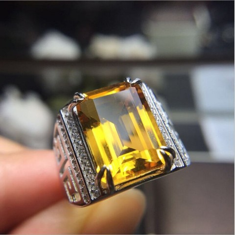 BOCAI new Best selling Natural citrine real S925 silver ring for man fashionable atmosphere boutique man ring ► Photo 1/5