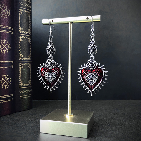 Gothic Earrings HipHop Jewelry Blood Rose Heart oil Bat Goth Wholesale Drop Earring ► Photo 1/6