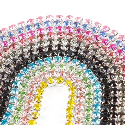 Hot Sale 1M Sewing Crystal Rhinestone Chain SS6 SS8 SS10 SS12 Silver Base Claw Gule on Rhinestone Trim DIY Beauty Accessories ► Photo 1/6