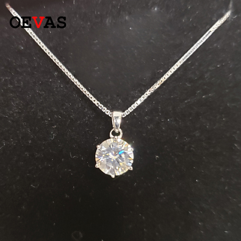 OEVAS Real 1 Carat D Color Moissanite Bridal Pendant Necklace 100% 925 Sterling Silver Wedding Party Fine Jewelry Gift Wholesale ► Photo 1/6