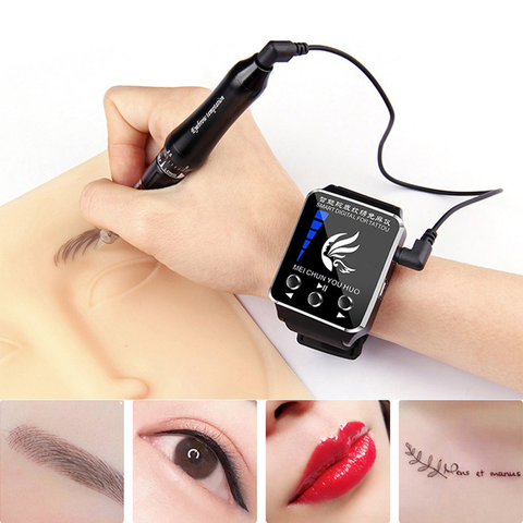 Smart Watch Tattoo Machine Protable Permanent Makeup Tattoo Handle Tool Gun Eyebrow Lip Eyeliner Micro 0.18mm 0.25 1RL Needle ► Photo 1/6