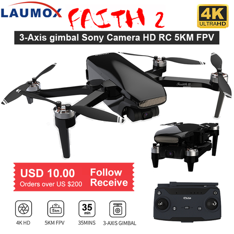 LAUMOX Faith 2 Drone 4K GPS HD Camera 3-Axis Gimbal Quadcopter Professional 35min Flight RC 5KM SG906 PRO 2 X8SE F11 4K PRO ► Photo 1/6