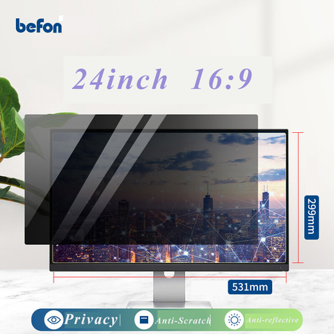 befon 24 Inch Privacy Filter Screen Protective film for Widescreen 16:9 Computer Monitor Desktop PC Screen 531mm * 298mm ► Photo 1/6