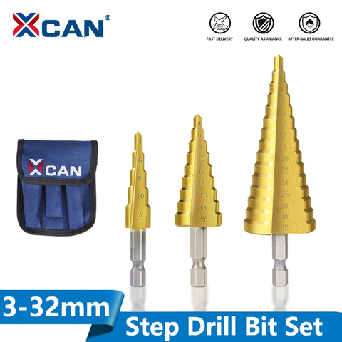 XCAN 3-13 4-12 4-20 4-32mm HSS Titanium coated Stepped Drill Bit Power Tools Accessories Wood Metal Hole Cutter Cone Drill ► Photo 1/6