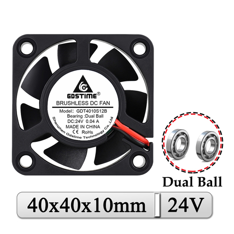 1Piece Gdstime 24V 40x40x10mm Dual Ball Bearing Mini Small DC 3D Printer Cooling 40mm 4010 Cooler Fan ► Photo 1/6