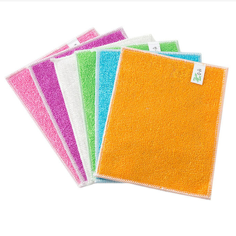 5PCS Bamboo fiber dish towel non-stick oil double rag bamboo charcoal degreasing dish cloth thickening scouring pad ► Photo 1/6