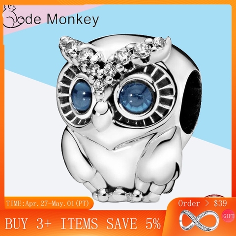 CodeMonkey 100% Real 925 Sterling Silver Owl Beads Charms Fit Original Design Hot Sale For Women Jewelry Gift CMC002 ► Photo 1/6