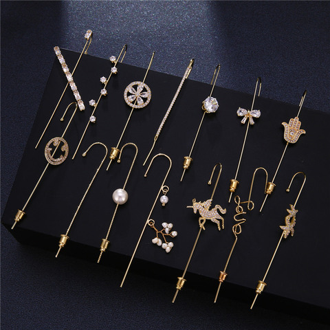 KSRA Bohemian Gold Earrings For Women Ear Wrap Crawler Hook Earring Zirconia Climber Long Earrings Statement Boho Jewelry ► Photo 1/6
