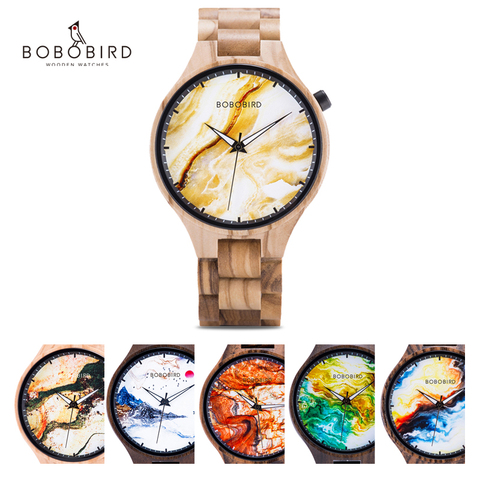 Relogio Masculino BOBO BIRD Personalized Custom Watch Men Luxury Brand Photo Print Marbling Wristwatches Male Clock Dropshipping ► Photo 1/6