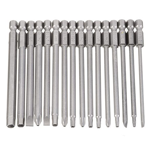 16Pcs 100mm Long Alloy Steel Magnetic Head Cross Phillips Hex Screwdriver Bits Set Torx Head Hex Driver Bits ► Photo 1/6