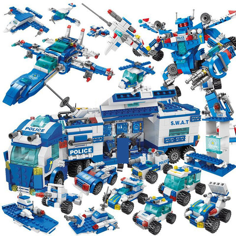 700Pcs City SWAT Police Headquarters Truck Car Robot Toy Building Blocks Sets Creator Technic Kit Bricks Educational Kids Toys ► Photo 1/5