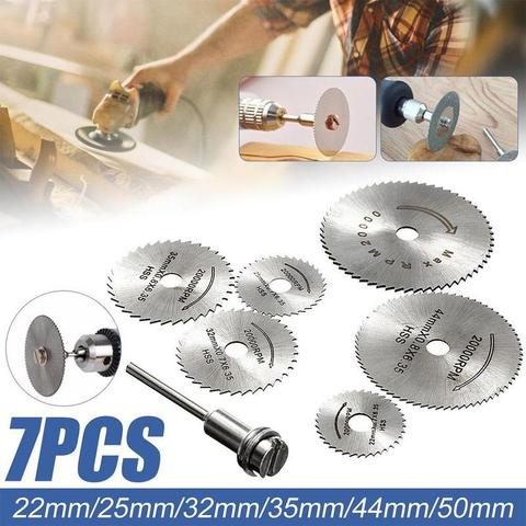 7PCS Kit Mini HSS Circular Saw Blade Rotary Tool Metal Discs Tool Cutoff Mandrel Set Cutting Wood Power Dril ► Photo 1/6