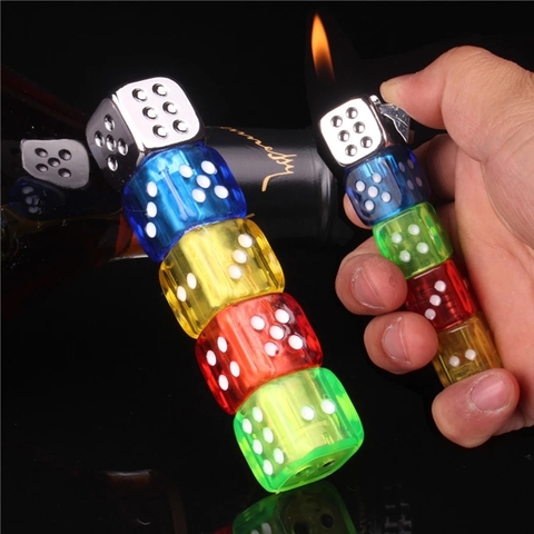 Personality Free Fire Dice Lighter Funny Glowing Toy Butane Refillable Gas Lighter Portable Gadgets For Men Rotatable Lighter ► Photo 1/6