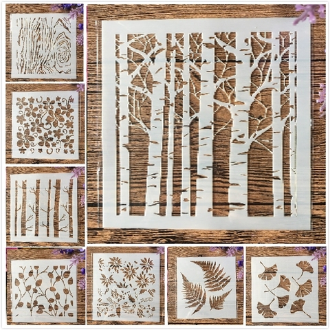 8Pcs/Set 13cm Tree Leaf Ginkgo Bud DIY Layering Stencils Painting Scrapbook Coloring Embossing Album Decorative Template ► Photo 1/6