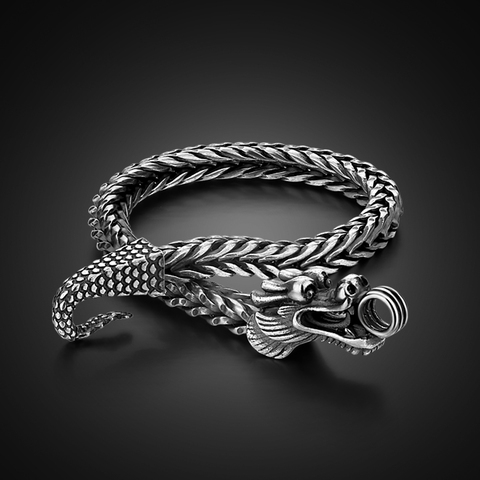 Men Shitai silver bracelet Korean male models 925 sterling silver bracelet coarse Vintage Thai Silver Dragon Bracelet jewelry ► Photo 1/6