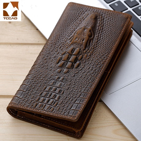 Men's Wallets Alligators carteras Thin mens wallet PU leather clutch made of Crocodile Pattern Long purse portafoglio uomo ► Photo 1/6