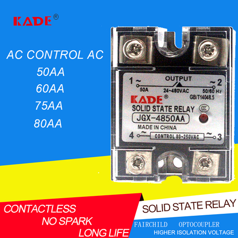 Jgx-50 AA / 60AA / 75AA /80AA AC controlled AC SSR single phase solid state relay with plastic dust cover ► Photo 1/6