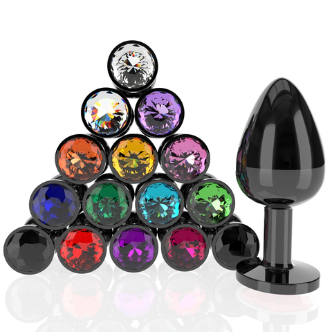 Black Anal Plug Stainless Smooth Metal Multicolor Jewelry Crystal Stone Butt Anus Dilatator Gay Prostate Massage Anal Sex Toys ► Photo 1/6