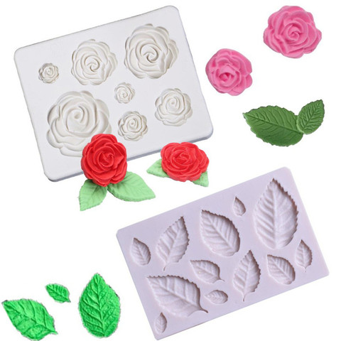 1Pcs Sugarcraft Rose Flowers Leaves Silicone Mold Fondant Cake Form Chocolate Mold Soap Mould Wedding Cake Decorating Tools ► Photo 1/6