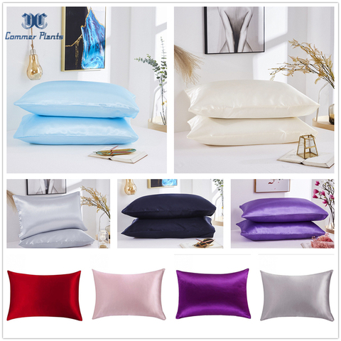 2022 New 100% Satin Silk Pillowcase Soft Mulberry Standard/Queen/King Pillowcase Pillow Cover Chairs Cushion Cover Home Decor ► Photo 1/6