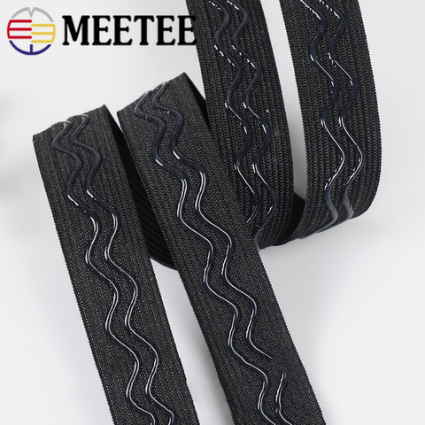 Meetee 5/10M 20/25mm Non-slip Elastic Bands Polyester Wave Silicone Rubber Webbing Belt DIY Clothes Sewing Spring Band Accessory ► Photo 1/6