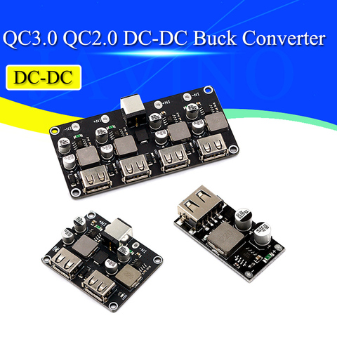 USB QC3.0 QC2.0 DC-DC Buck Converter Charging Step Down Module 6-32V 9V 12V 24V to Fast Quick Charger Circuit Board 3V 5V 12V ► Photo 1/6