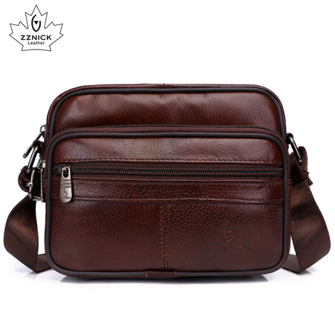 Men's Shoulder bag Messenger Bags Genuine Leather 2022 Flap Crossbody Handbag Male Leather Shoulder Bags Large Capacity ZZNICK ► Photo 1/6