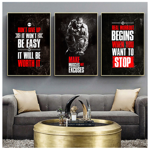 Muscle Bodybuilding Fitness Motivational Quotes Art Canvas Painting Poster Wall Picture Print for Home Gym Office Decor ► Photo 1/6