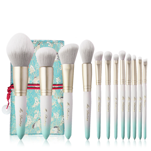 MyDestiny makeup brush-Ice White 12pcs synthetic hair cosmetic brushes set-foundation&blush&powder&face&eye-cosmetic tools&pens ► Photo 1/6