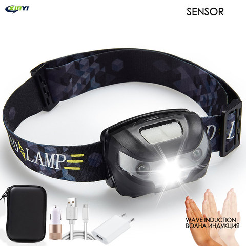 Powerfull 6000Lms LED Headlamp Rechargeable Body Motion Sensor Headlight Camping Flashlight Head Light Torch Lamp With USB ► Photo 1/6