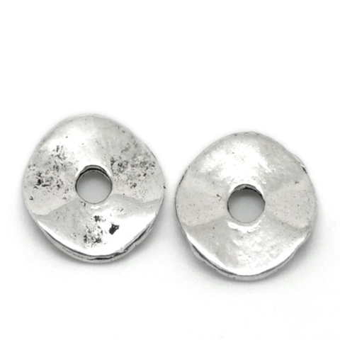 DoreenBeads Zinc Based Alloy Wavy Spacer Beads Disc Antique Silver Color DIY Jewelry About 9mm Dia, Hole:Approx 2mm, 200 PCs ► Photo 1/3