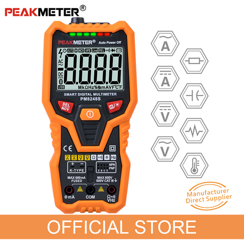 Peakmeter PM8248S Smart AutoRange Professional Digital Multimeter Voltmeter NCV Frequency Backlight Temperature Transistor test ► Photo 1/6