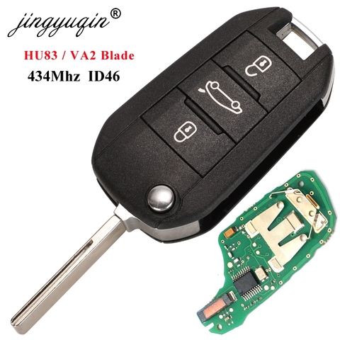 jinyuqin 3 Buttons Car Remote Flip Key for Citroen C4 Cactus Hella 434MHz ID46 HU83 Uncut Blade ► Photo 1/5