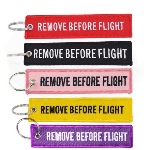 Remove Before Flight Keychains Fashion key Tags keyring for Aviation gifts Emboiedery Customize key chain sleutelhanger 5PCS/LOT ► Photo 1/6